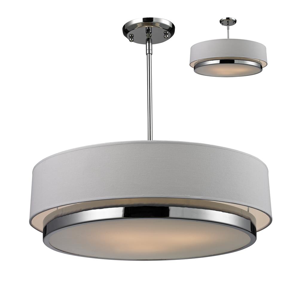 Z-Lite 186-22 3 Light Chandelier in Chrome with a Off White Shade